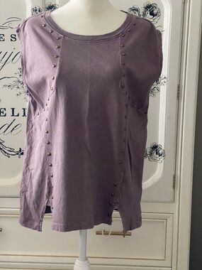 Gilded Intent Lavender Stud-Trim Sleeveless Tank